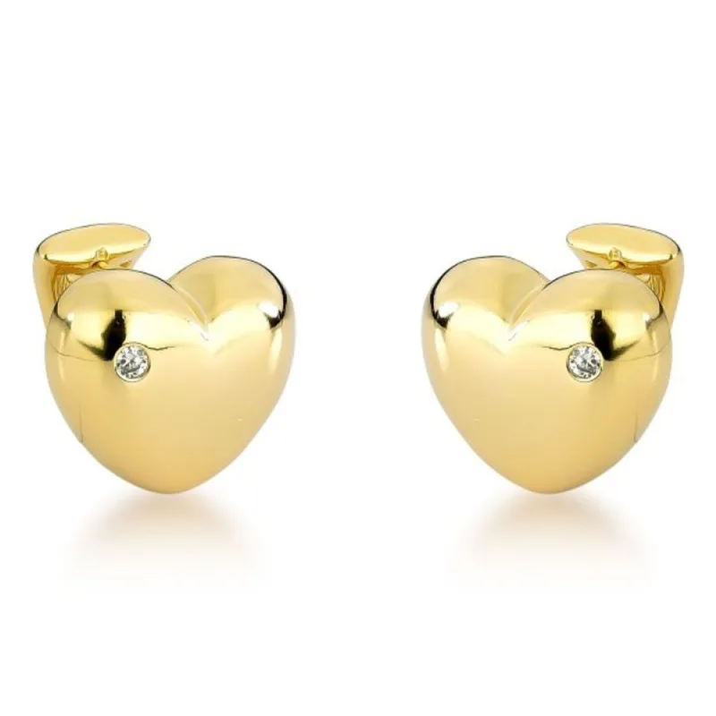 Brincos de Coração com Zircônia - Banhados a Ouro 18K para Sofisticação Diária Dourado - Atraktiva Joias