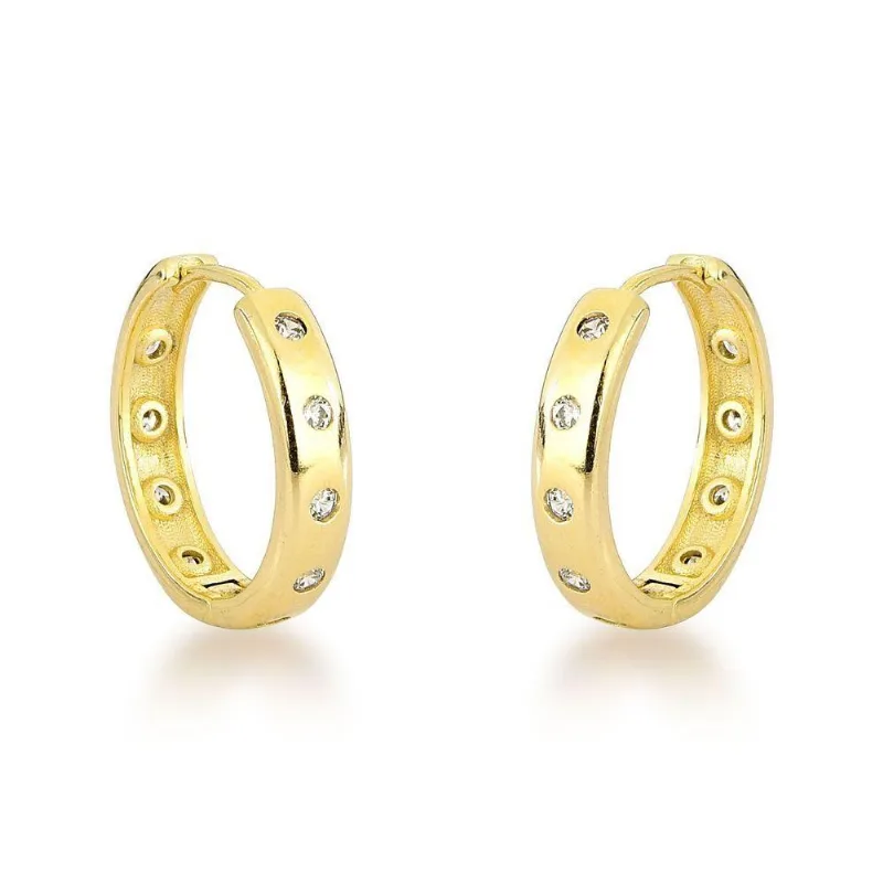 Brinco Argola 3,5mm Com Ponto De Luz Banhada A Ouro 18k Banhado A Prata - Atraktiva Joias
