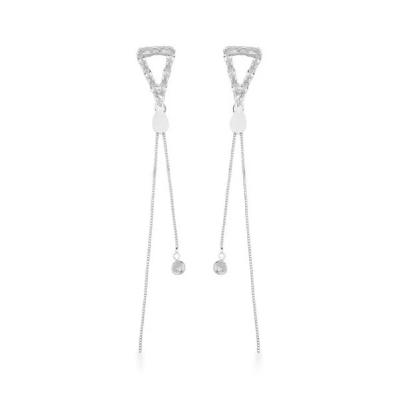 Brinco Alongado com Zircônias – Banhado a Ouro 18K ou Prateado Prata - Atraktiva Joias
