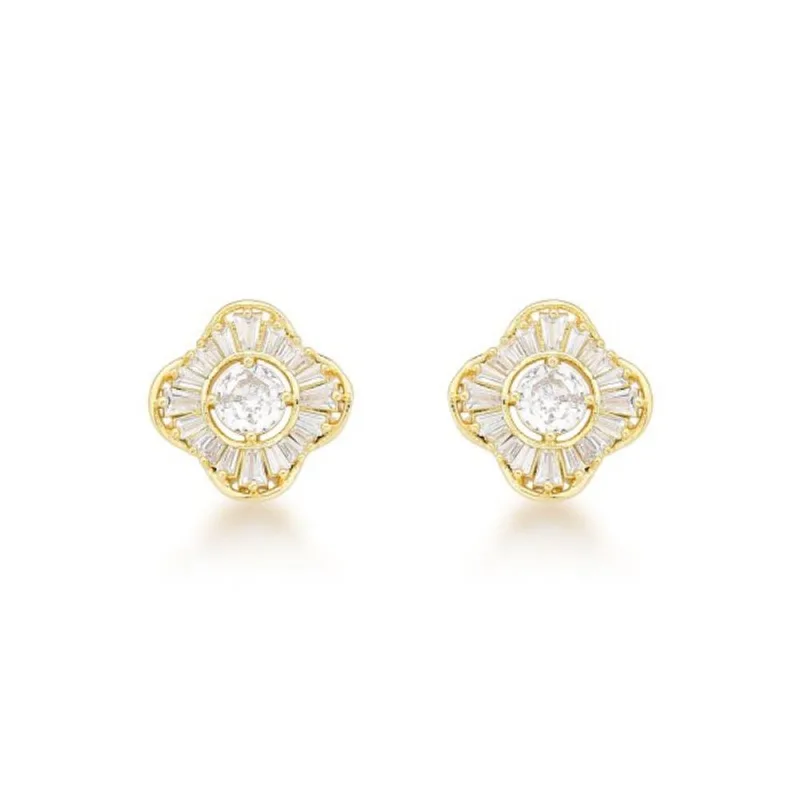 Brincos em Formato de Flor Banhados a Ouro 18k- Luxo Sutil Dourado