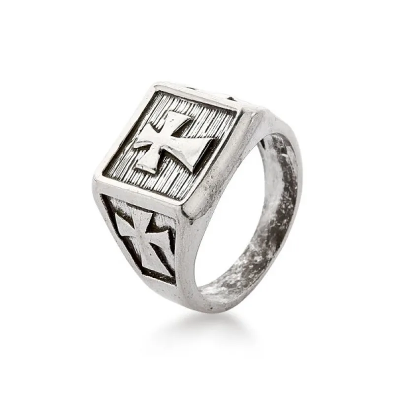Anel Masculino Cruz Prata de Bali 925 26 / Prata