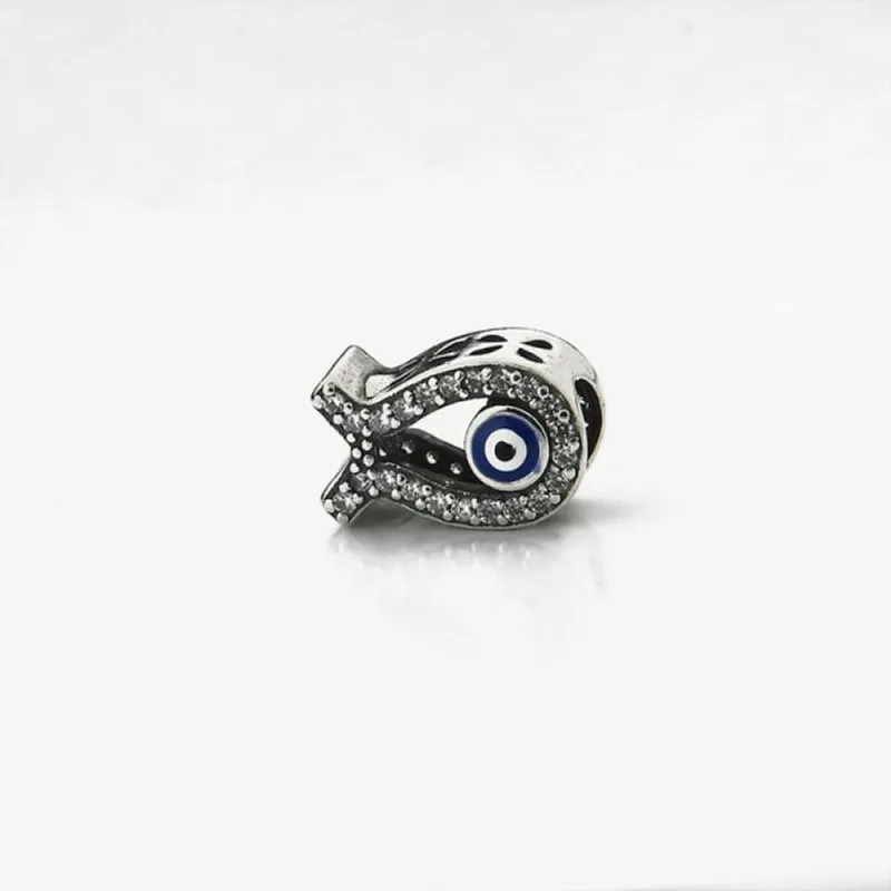 Berloque Bali Espaçador Olho Grego Cravejado Zircônias Prata 925 Cristal