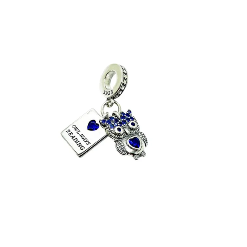 Berloque Coruja Azul Prata 925 - Atraktiva Joias