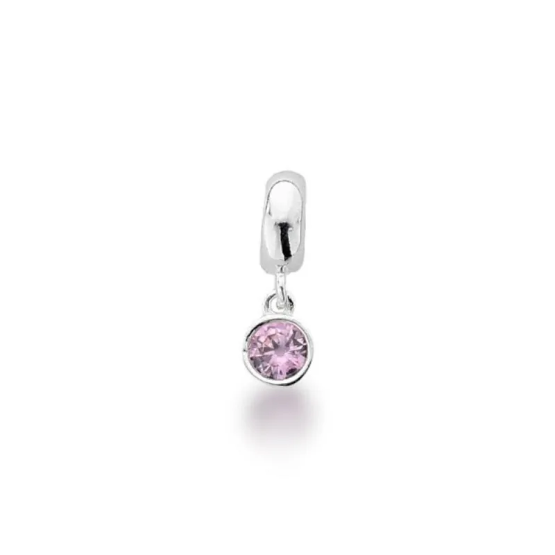 Berloque Ponto de Luz Prata 925 Rosa
