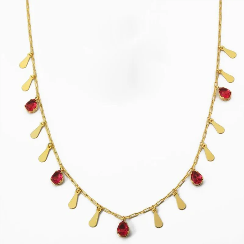 Colar Elegante de Elos com Zirconias Banhado a Ouro 18k Vermelha - Atraktiva Joias