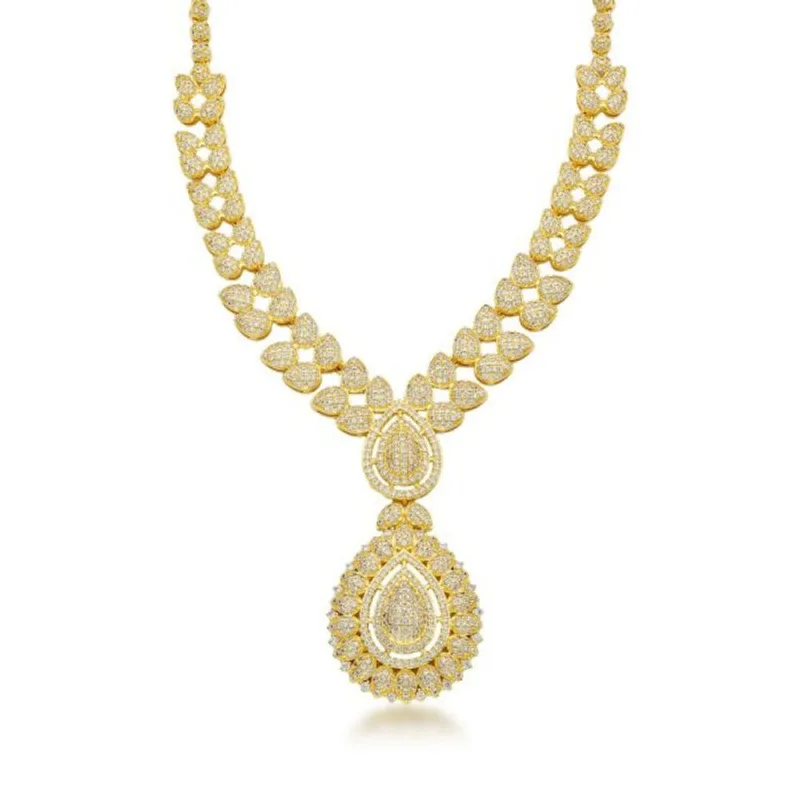 Colar Festa Luxuoso Cravejado em Zirconias Banhado a Ouro 18k 50cm / Dourado - Atraktiva Joias
