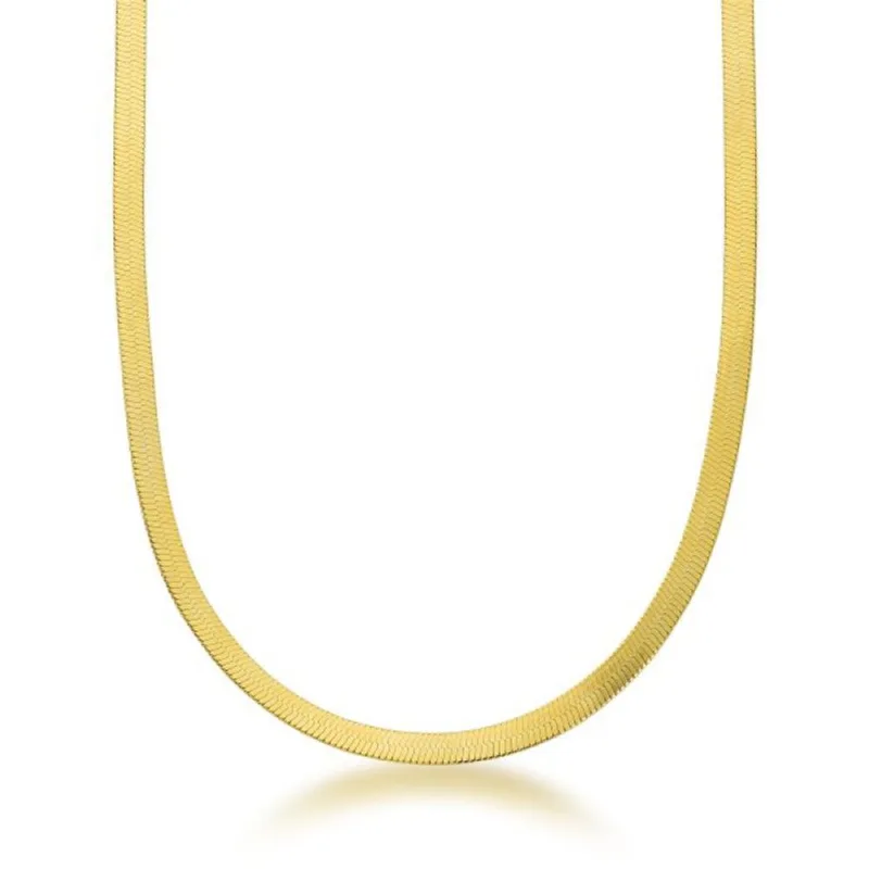Colar Choker Fita Laminada 4mm Banhada Ouro 18k 35cm / Dourado