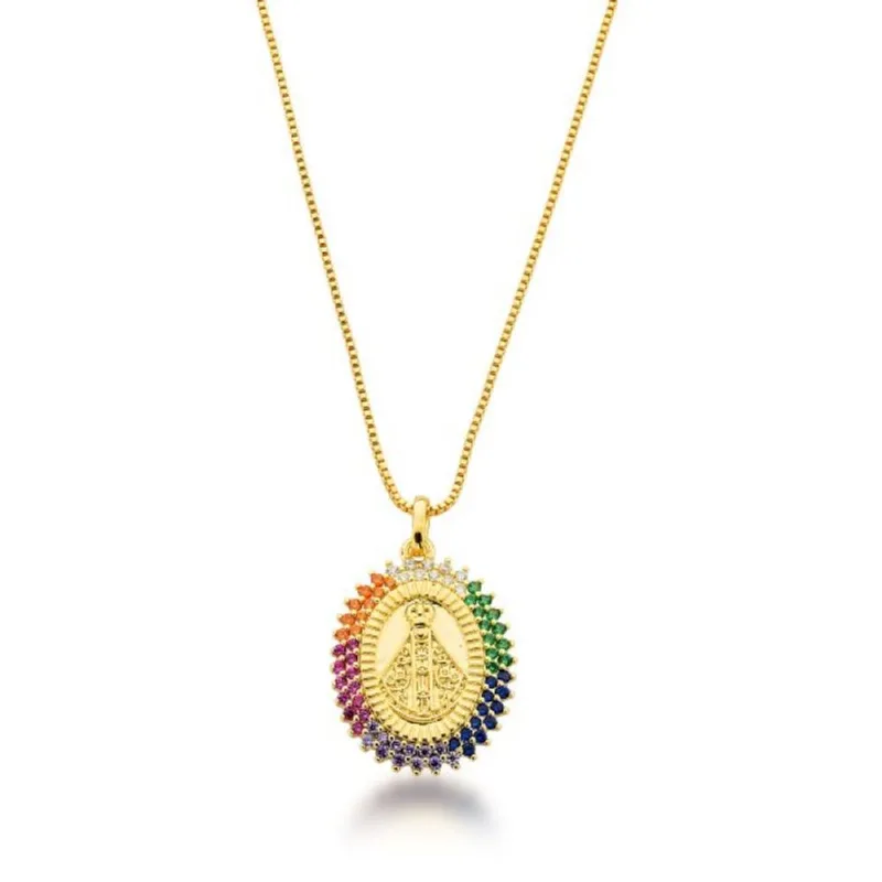 Colar Nossa Senhora Aparecida Banhado a Ouro 18k 45cm / Dourado - Atraktiva Joias