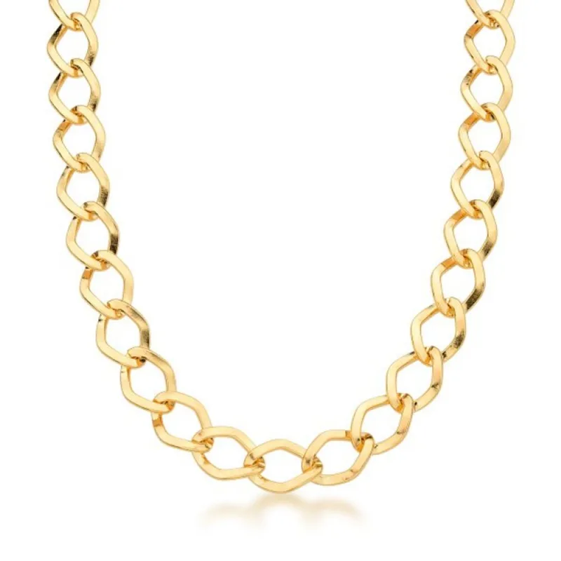 Colar Elos Chatos 9,4mm Banhada a Ouro 18k 40cm / Dourado
