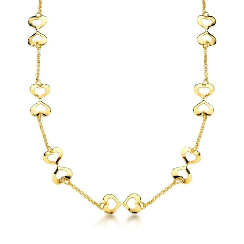 Colar Choker Romântico Com Duplo Coração Banhada A Ouro 18k - Atraktiva Joias