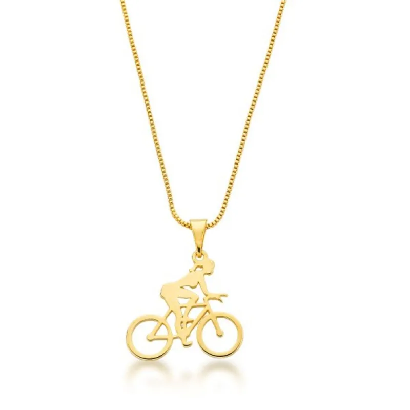 Colar Ciclista Laser Banhado a Ouro 18k 45cm / Dourado - Atraktiva Joias