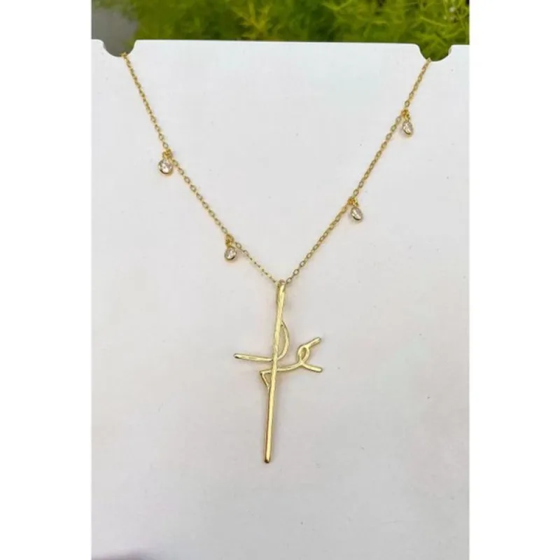Colar Eterna Fé com Zirconias Banhado a Ouro 18k 60cm / Dourado - Atraktiva Joias