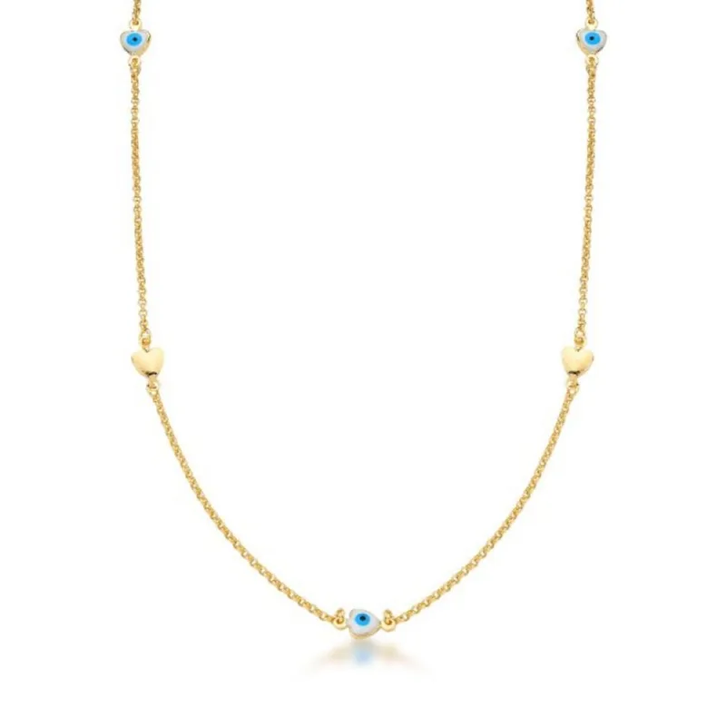 Colar Longo com Olho Grego Banhado a Ouro 18k 70cm / Dourado - Atraktiva Joias