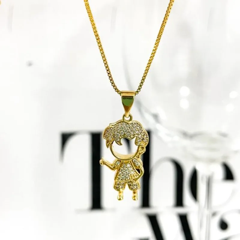 Colar Filhos Cravejados com Zirconias Banhado a Ouro 18k - Atraktiva Joias