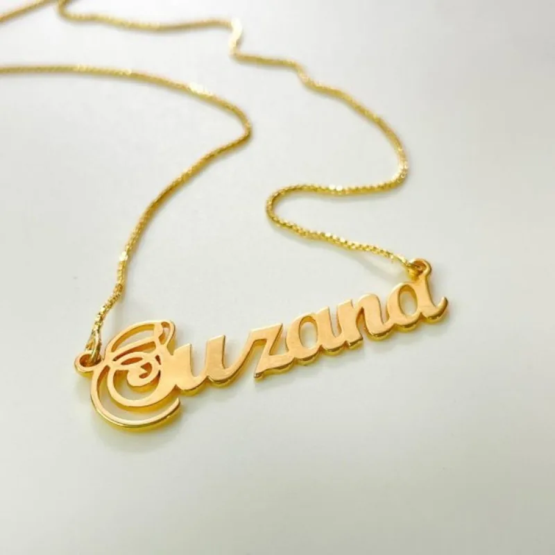 Colar Nome Personalizado Banhado a Ouro 18k Suzana - Atraktiva Joias