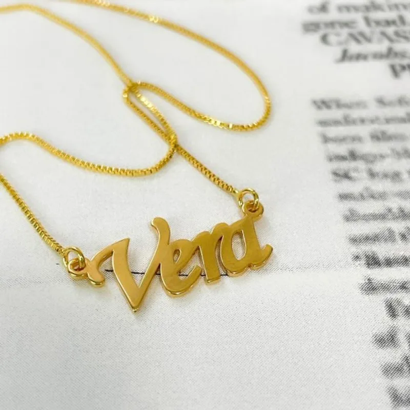 Colar Nome Personalizado Banhado a Ouro 18k Vera - Atraktiva Joias