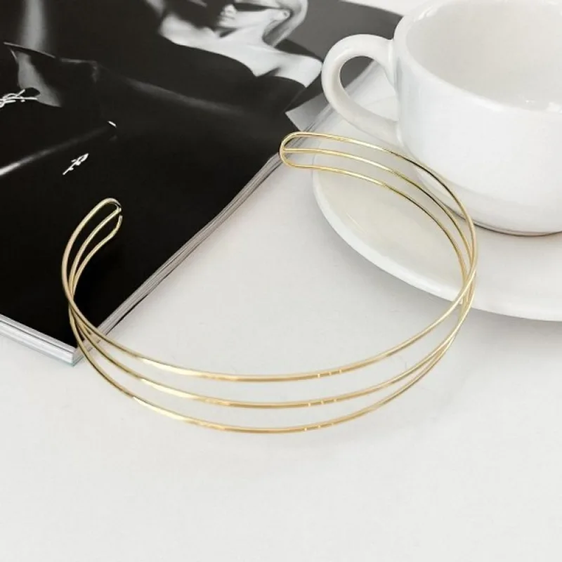 Colar Aro Triplo Liso Banhado a Ouro 18k - Atraktiva Joias
