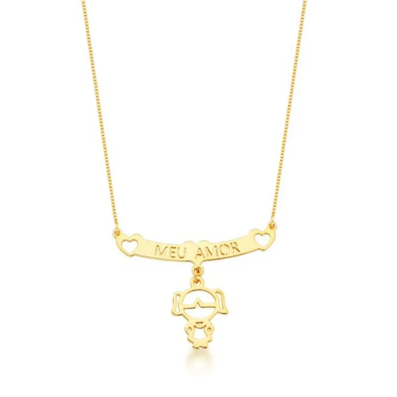 Colar Filhos Meus Amores Banhados a Ouro 18k - Atraktiva Joias