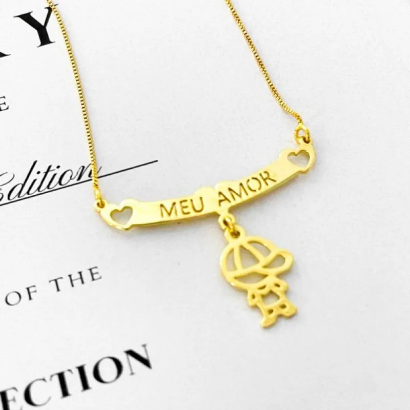 Colar Filhos Meus Amores Banhados a Ouro 18k - Atraktiva Joias