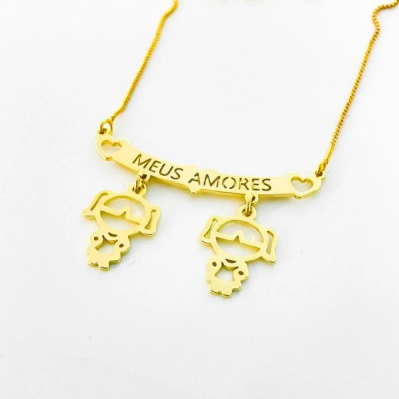 Colar Filhos Meus Amores Banhados a Ouro 18k - Atraktiva Joias