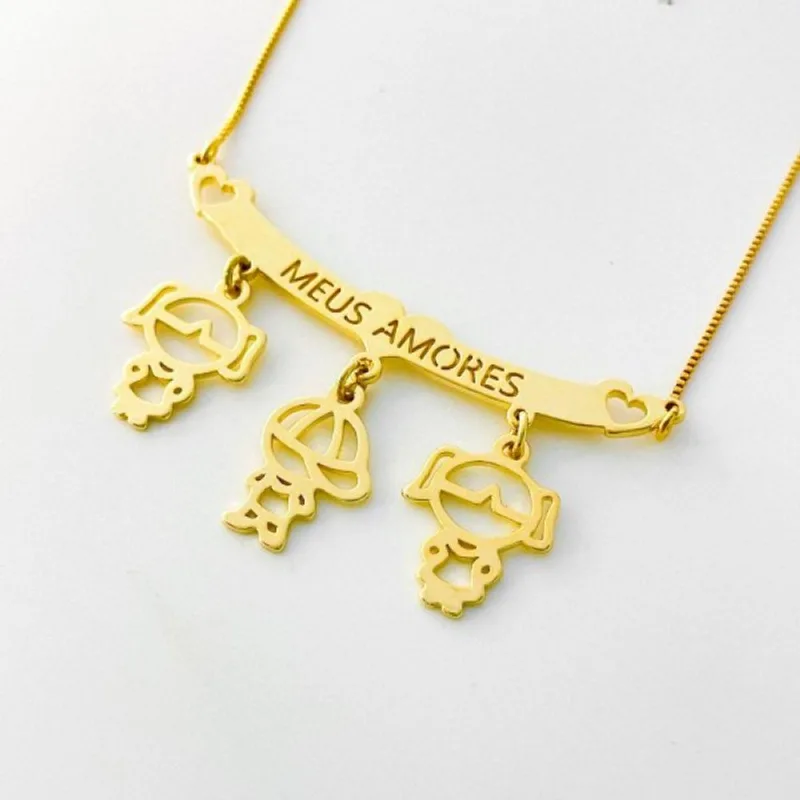 Colar Filhos Meus Amores Banhados a Ouro 18k - Atraktiva Joias