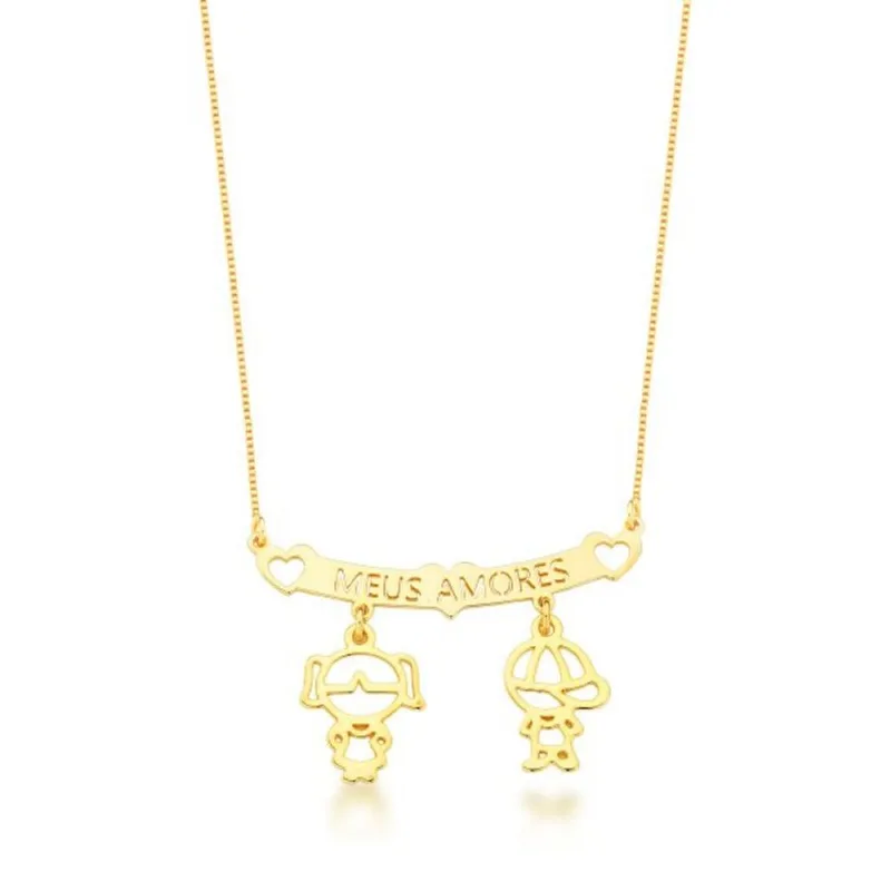 Colar Filhos Meus Amores Banhados a Ouro 18k - Atraktiva Joias