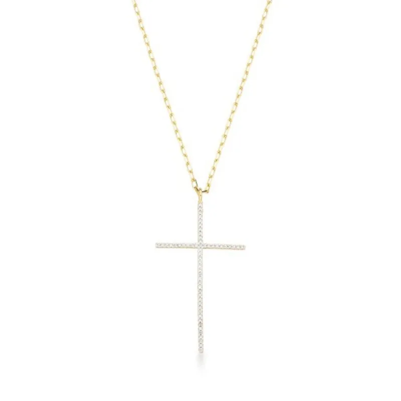 Luxo Sagrado: Colar Banhado em Ouro 18k com Crucifixo Detalhado em Zircônia 50cm / Dourado