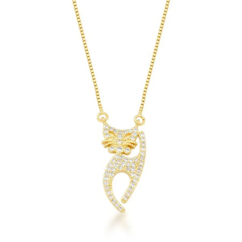Colar Gato Mimoso Banhado a Ouro 18k 40cm / Dourado - Atraktiva Joias