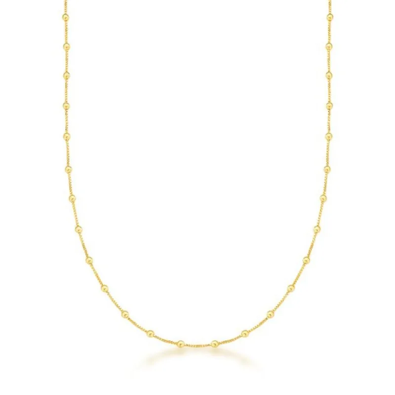 Corrente Veneziana 0,6mm com Bolinhas Banhada a Ouro 18k 60cm / Dourado