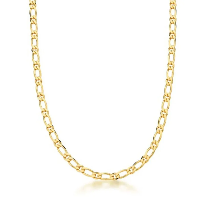 Corrente 1 Elo maior e 1 Elo 4mm menor banhado a Ouro 18k 60cm / Dourado - Atraktiva Joias