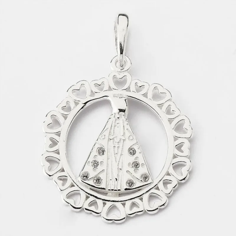 Pingente Nossa Senhora Aparecida Com Zircônias Prata 925 Cristal - Atraktiva Joias