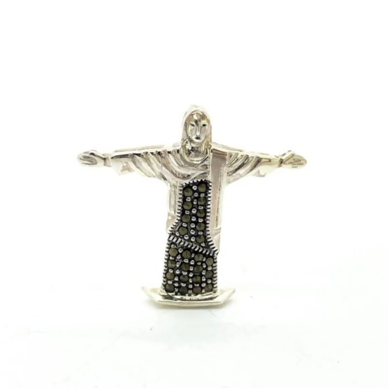 Pingente Bali Cristo Redentor Com Marcassitas Único / Prata - Atraktiva Joias