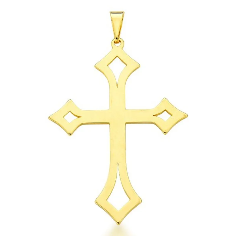 Pingente Crucifixo vazada Unissex banhada Ouro 18 - Atraktiva Joias