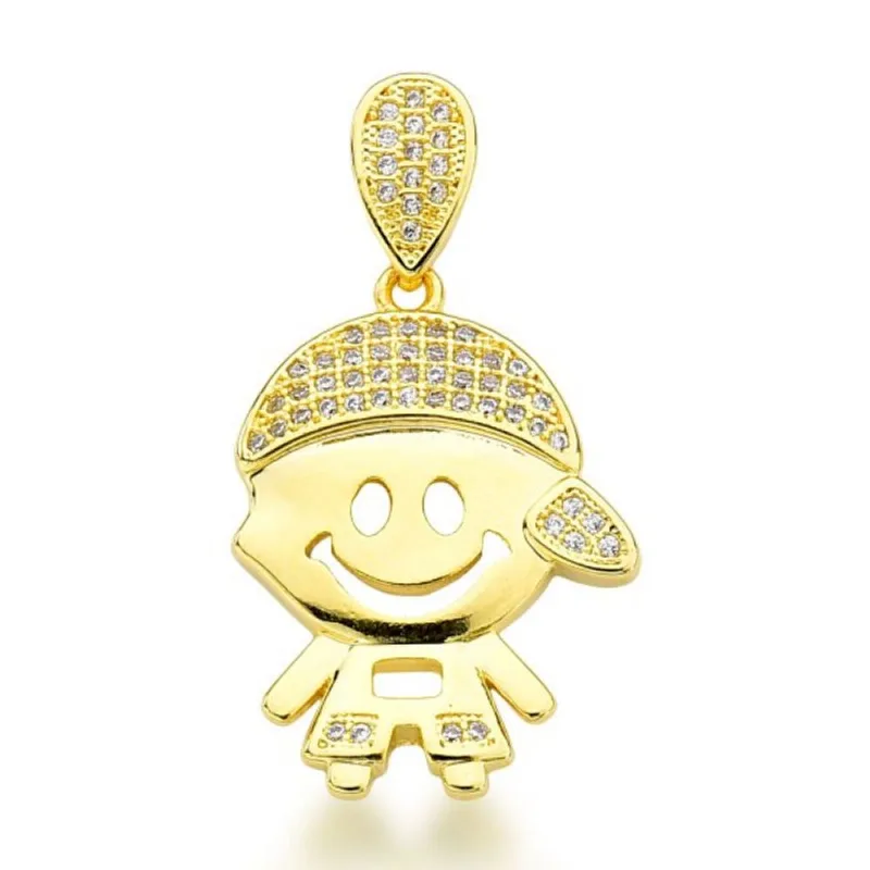 Pingente Filhos Cravejados com Zirconias Banhado a Ouro 18k