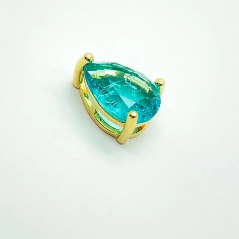 Pingente Gota Zirconia Banhada a Ouro 18k Azul - Atraktiva Joias