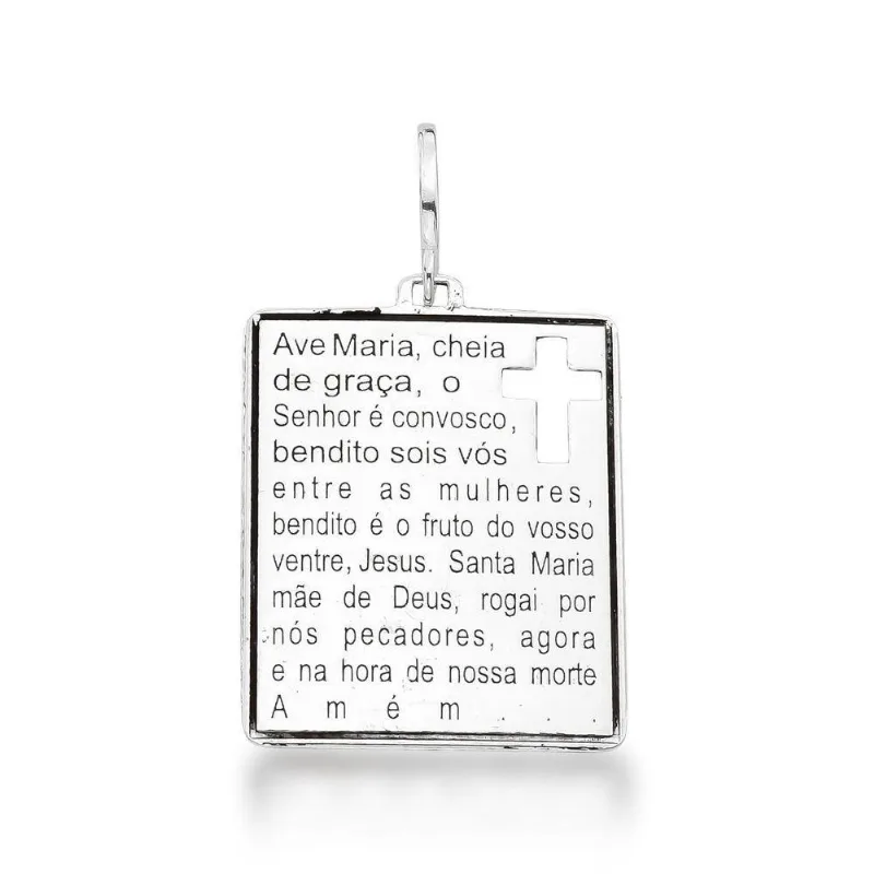 Pingente Unissex Ave Maria Laser Prata 925 - Atraktiva Joias