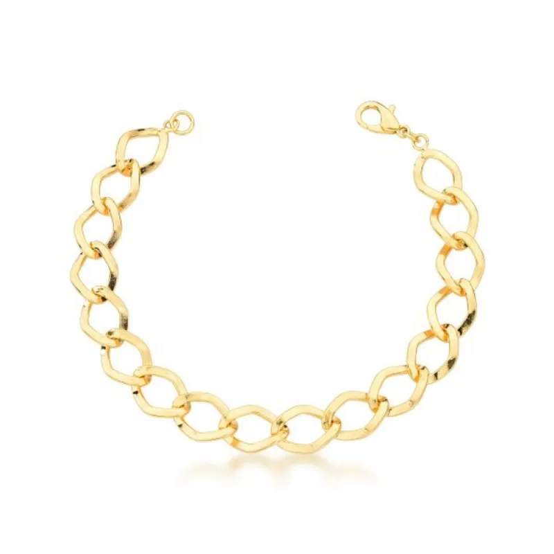Pulseira Elos Chatos 9,4mm Banhada a Ouro 18k 18 / Dourado - Atraktiva Joias