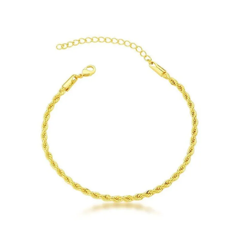 Pulseira Cordão Baiano 2,5mm Banhado A Ouro 18k