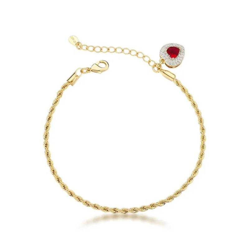 Pulseira Cordão Baiano 2,5mm Banhada em Ouro 18k com Coração Cravejado de Zircônias Azul - Atraktiva Joias
