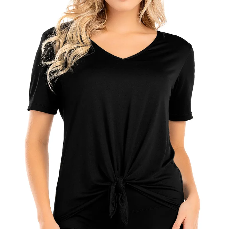 T-Shirt Em Tecido Crepe Preto - DelRio