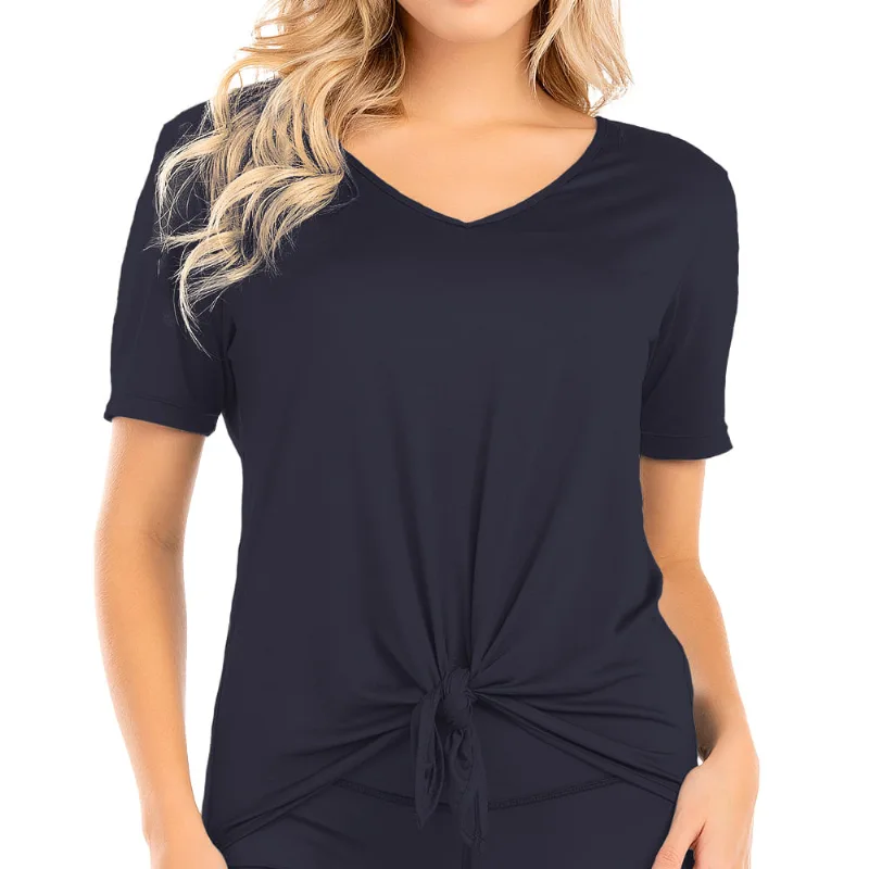 T-Shirt Em Tecido Crepe Azul Sky - DelRio
