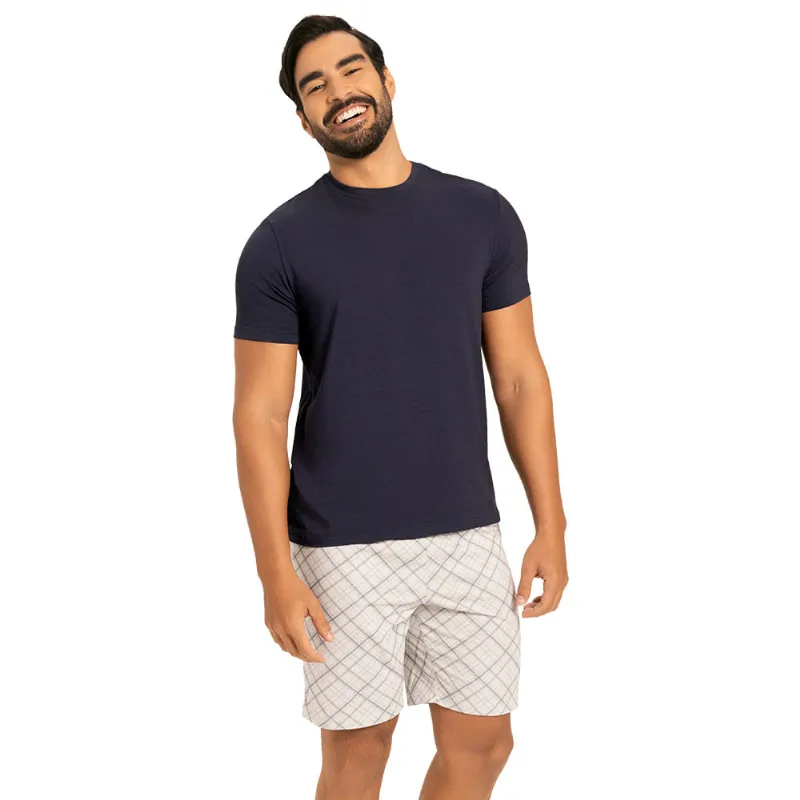 Pijama Curto Em Modal Estampa Xadrez - DelRio