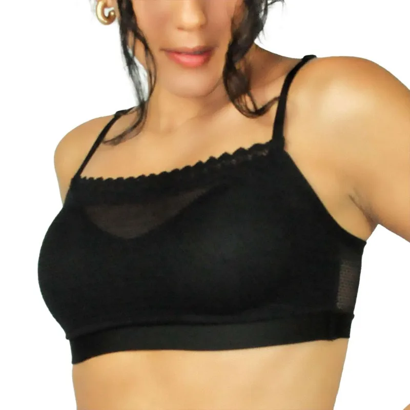 Soutiem Top Moldado Com Renda Em Sensitive Preto - DelRio