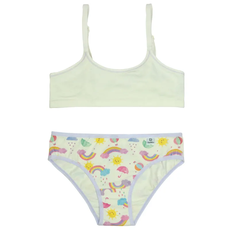 Kit Com 2 Peças: Soutien E Calcinha Infantil Estampa Sol