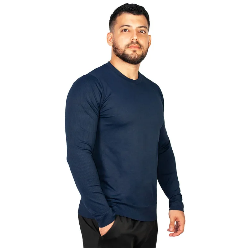 T-Shirt Sem Costura Manga Longa Azul Sky - DelRio