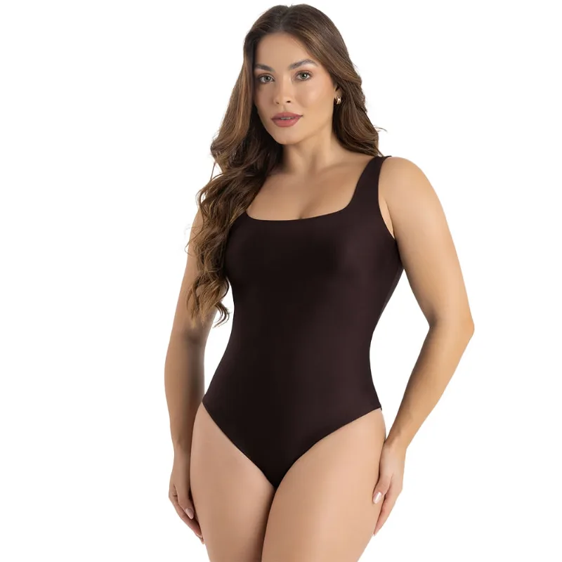 Body Suit Moldado Double Face Em Microfibra Café/Cappuccino - DelRio