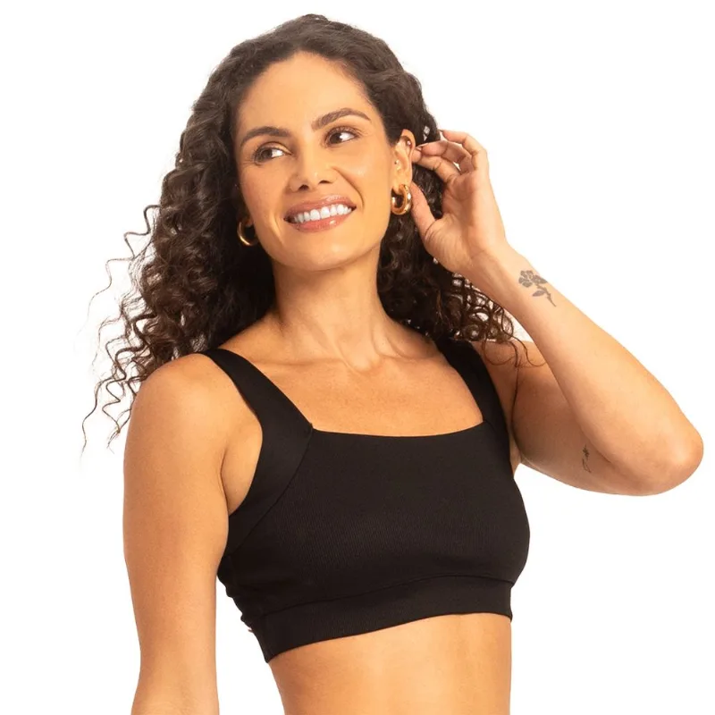 Top Fitness Em Diva Fit E Acabamento Em Ribana Preto - DelRio