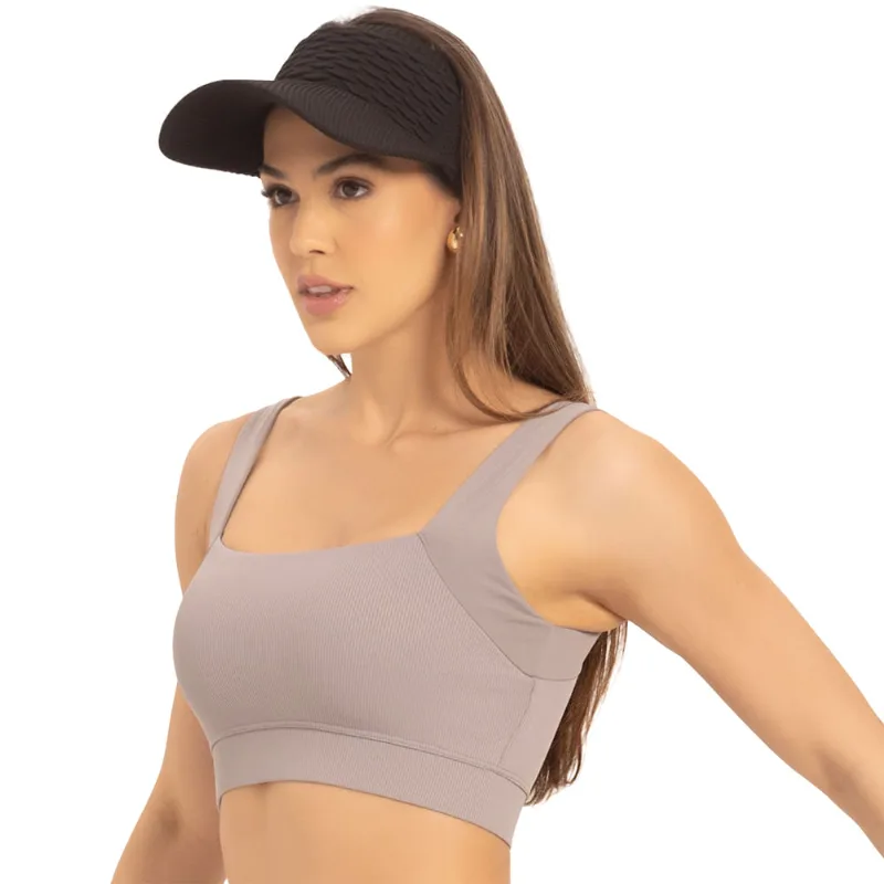 Top Fitness Em Diva Fit E Acabamento Em Ribana Cinza Cromo
