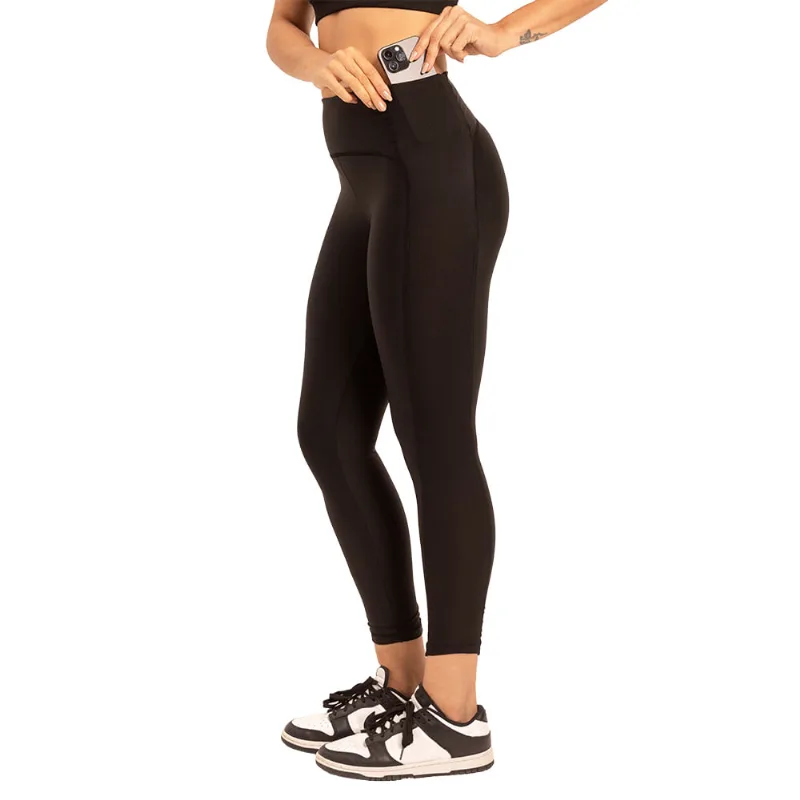 Calça Legging Fitness Em Diva Fit E Ribana Canelada Preto - DelRio