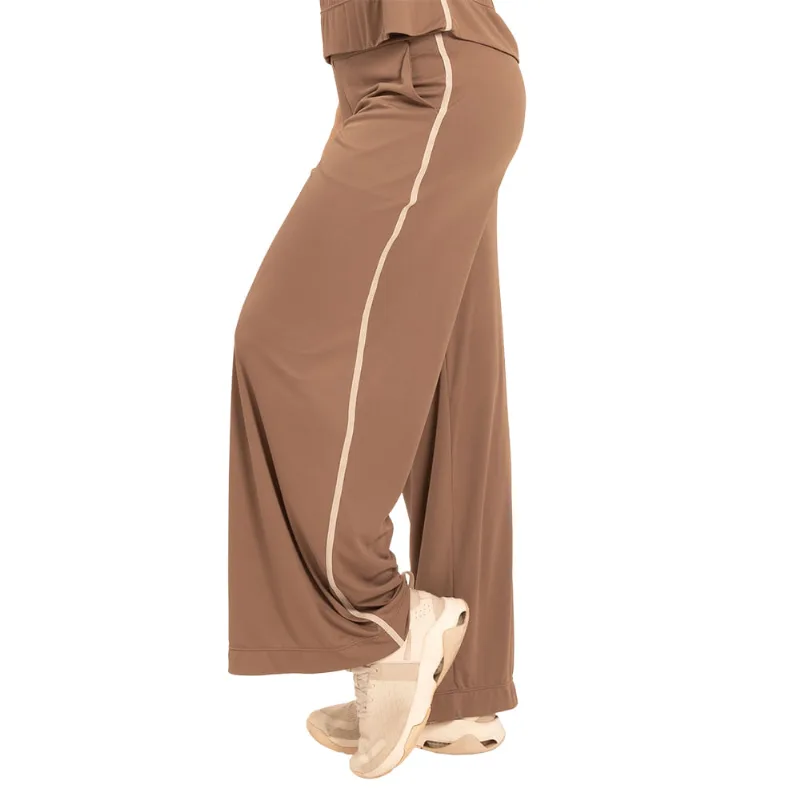 Calça Pantalona Basic Fit Com Fita Lateral Cappuccino - DelRio